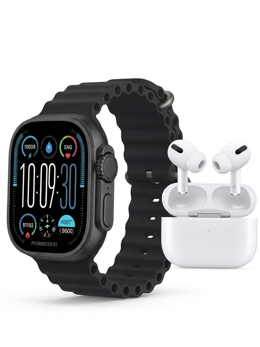 9-in-1 Premium Tech Combo – Series 10 Smartwatch + Wireless Earbuds